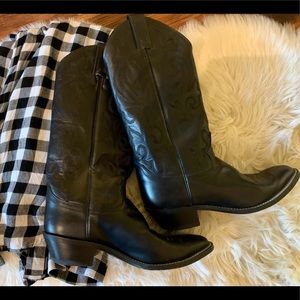Justin Black Leather Cowboy Boot